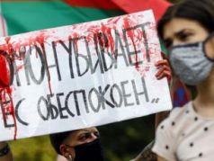 Демонстрация у посольства Беларуси в Берлине. Фото: EPA